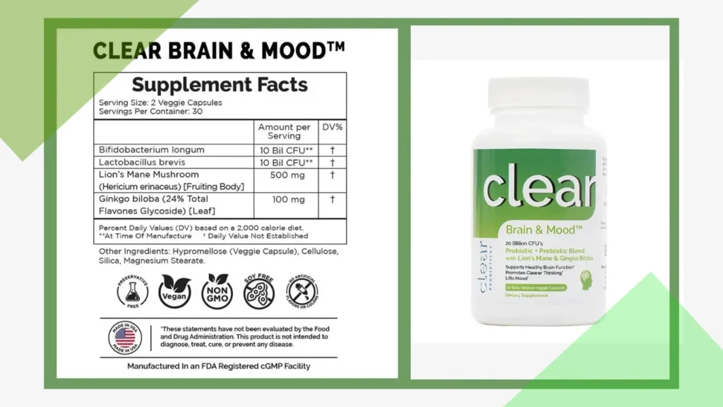 Clear Brain Mood Supplement facts