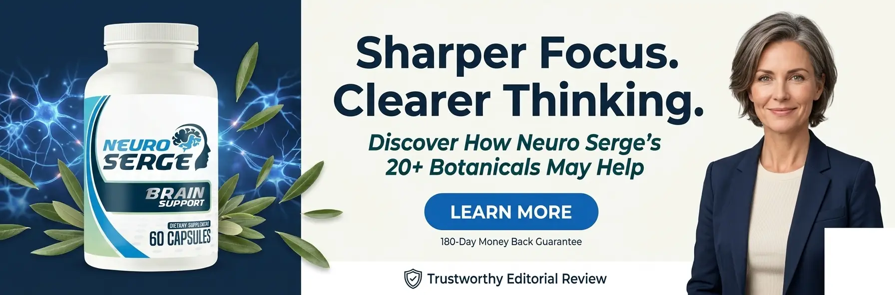 Neuro Serge - Natural Brain Support Supplement Neuro Serge brain support supplement with 20 plus botanical ingredients for sharper focus clearer thinking and mental clarity support